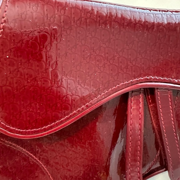 Christian Dior Patent Saddle Bag Dark Red - Picture 8 of 15